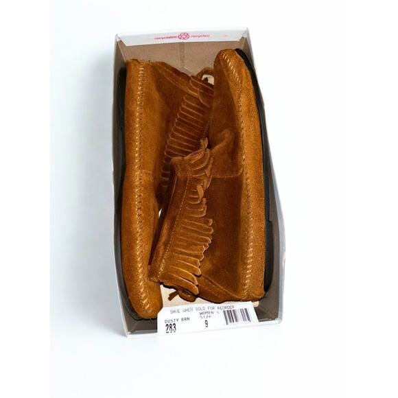 Minnetonka 283 Back Zip Fringe Ankle Boots Suede Brown Women’s Sz 9 w/ Box - Picture 13 of 16